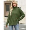 image:imageANRABESS Women Oversized Turtleneck Long Sleeve Fuzzy Knit Slit Side Chunky Warm Pullover Sweaters 2025Olive Green