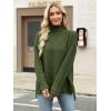 image:imageANRABESS Women Oversized Turtleneck Long Sleeve Fuzzy Knit Slit Side Chunky Warm Pullover Sweaters 2025Olive Green