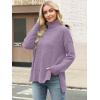 image:imageANRABESS Women Oversized Turtleneck Long Sleeve Fuzzy Knit Slit Side Chunky Warm Pullover Sweaters 2025Purple