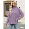 image:imageANRABESS Women Oversized Turtleneck Long Sleeve Fuzzy Knit Slit Side Chunky Warm Pullover Sweaters 2025Purple