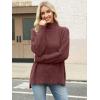 image:imageANRABESS Women Oversized Turtleneck Long Sleeve Fuzzy Knit Slit Side Chunky Warm Pullover Sweaters 2025Red Brown