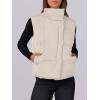 image:imageANRABESS Women Puffer Vest Sleeveless Zip Up Stand Collar Quilted Lightweight Jacket Winter Warm Puffer Padded Down OuterwearApricot