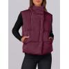 image:imageANRABESS Women Puffer Vest Sleeveless Zip Up Stand Collar Quilted Lightweight Jacket Winter Warm Puffer Padded Down OuterwearDark Red