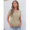 image:imageANRABESS Women Short Sleeve Sweaters Wool Blend V Neck Sweater Shirts Business Casual Work Tops 2026 Summer Vacation OutfitsAlmond