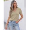 image:imageANRABESS Women Short Sleeve Sweaters Wool Blend V Neck Sweater Shirts Business Casual Work Tops 2026 Summer Vacation OutfitsAlmond