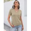 image:imageANRABESS Women Short Sleeve Sweaters Wool Blend V Neck Sweater Shirts Business Casual Work Tops 2026 Summer Vacation OutfitsAlmond