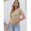 image:imageANRABESS Women Short Sleeve Sweaters Wool Blend V Neck Sweater Shirts Business Casual Work Tops 2026 Summer Vacation OutfitsAlmond