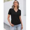 image:imageANRABESS Women Short Sleeve Sweaters Wool Blend V Neck Sweater Shirts Business Casual Work Tops 2026 Summer Vacation OutfitsBlack