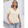 image:imageANRABESS Women Short Sleeve Sweaters Wool Blend V Neck Sweater Shirts Business Casual Work Tops 2026 Summer Vacation OutfitsCream White