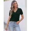 image:imageANRABESS Women Short Sleeve Sweaters Wool Blend V Neck Sweater Shirts Business Casual Work Tops 2026 Summer Vacation OutfitsDrak Green