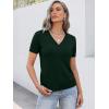 image:imageANRABESS Women Short Sleeve Sweaters Wool Blend V Neck Sweater Shirts Business Casual Work Tops 2026 Summer Vacation OutfitsDrak Green