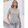image:imageANRABESS Women Short Sleeve Sweaters Wool Blend V Neck Sweater Shirts Business Casual Work Tops 2026 Summer Vacation OutfitsLight Grey