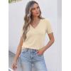 image:imageANRABESS Women Short Sleeve Sweaters Wool Blend V Neck Sweater Shirts Business Casual Work Tops 2026 Summer Vacation OutfitsParchment