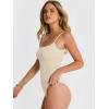 image:imageANRABESS Women Square Neck Spaghetti Straps Bodysuits Double Lined Sleeveless Backless Cami Body Suits Top 2026 TrendyBeige