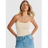 image:imageANRABESS Women Square Neck Spaghetti Straps Bodysuits Double Lined Sleeveless Backless Cami Body Suits Top 2026 TrendyBeige