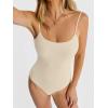 image:imageANRABESS Women Square Neck Spaghetti Straps Bodysuits Double Lined Sleeveless Backless Cami Body Suits Top 2026 TrendyBeige