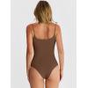 image:imageANRABESS Women Square Neck Spaghetti Straps Bodysuits Double Lined Sleeveless Backless Cami Body Suits Top 2026 TrendyBrown