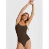 image:imageANRABESS Women Square Neck Spaghetti Straps Bodysuits Double Lined Sleeveless Backless Cami Body Suits Top 2026 TrendyDeep Brown