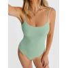 image:imageANRABESS Women Square Neck Spaghetti Straps Bodysuits Double Lined Sleeveless Backless Cami Body Suits Top 2026 TrendyLight Green