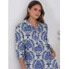 image:imageANRABESS Women Summer Dress 2026 34 Puff Sleeve Polo V Neck Floral Print Casual Boho Shirt Maxi Dress Beach Vacation ClothesBlue Khaki