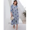 image:imageANRABESS Women Summer Dress 2026 34 Puff Sleeve Polo V Neck Floral Print Casual Boho Shirt Maxi Dress Beach Vacation ClothesBlue Khaki