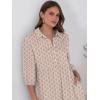 image:imageANRABESS Women Summer Dress 2026 34 Puff Sleeve Polo V Neck Floral Print Casual Boho Shirt Maxi Dress Beach Vacation ClothesBrown Khaki