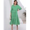 image:imageANRABESS Women Summer Dress 2026 34 Puff Sleeve Polo V Neck Floral Print Casual Boho Shirt Maxi Dress Beach Vacation ClothesLight Green