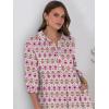 image:imageANRABESS Women Summer Dress 2026 34 Puff Sleeve Polo V Neck Floral Print Casual Boho Shirt Maxi Dress Beach Vacation ClothesPink White