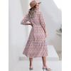 image:imageANRABESS Women Summer Dress 2026 34 Puff Sleeve Polo V Neck Floral Print Casual Boho Shirt Maxi Dress Beach Vacation ClothesPink White