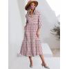 image:imageANRABESS Women Summer Dress 2026 34 Puff Sleeve Polo V Neck Floral Print Casual Boho Shirt Maxi Dress Beach Vacation ClothesPink White