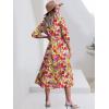 image:imageANRABESS Women Summer Dress 2026 34 Puff Sleeve Polo V Neck Floral Print Casual Boho Shirt Maxi Dress Beach Vacation ClothesPurple Orange Floral