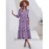 image:imageANRABESS Women Summer Dress 2026 34 Puff Sleeve Polo V Neck Floral Print Casual Boho Shirt Maxi Dress Beach Vacation ClothesPurple Pink Floral