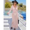 image:imageANRABESS Women Swimsuit Swim Crochet Cover Up Knit Bathing Suit Swimwear 2026 Summer Bodycon Beach Dress Vacation ClothesLight Pink