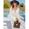 image:imageANRABESS Women Swimsuit Swim Crochet Cover Up Knit Bathing Suit Swimwear 2026 Summer Bodycon Beach Dress Vacation ClothesWhite