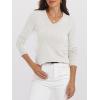 image:imageANRABESS Womens 100 Wool Sweaters V Neck Long Sleeve Work Business Casual Basic Pullover Sweater Tops 2025 Fall OutfitsBeige