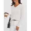 image:imageANRABESS Womens 100 Wool Sweaters V Neck Long Sleeve Work Business Casual Basic Pullover Sweater Tops 2025 Fall OutfitsBeige