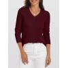 image:imageANRABESS Womens 100 Wool Sweaters V Neck Long Sleeve Work Business Casual Basic Pullover Sweater Tops 2025 Fall OutfitsDark Red