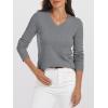 image:imageANRABESS Womens 100 Wool Sweaters V Neck Long Sleeve Work Business Casual Basic Pullover Sweater Tops 2025 Fall OutfitsGray