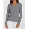 image:imageANRABESS Womens 100 Wool Sweaters V Neck Long Sleeve Work Business Casual Basic Pullover Sweater Tops 2025 Fall OutfitsGray