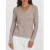 image:imageANRABESS Womens 100 Wool Sweaters V Neck Long Sleeve Work Business Casual Basic Pullover Sweater Tops 2025 Fall OutfitsKhaki