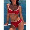 image:imageANRABESS Womens Bikini Sets Two Piece Swimsuit Ribbed Front Ruched Mid Waisted Bathing Suit Color Block 2026 Beach SwimwearRed