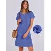 image:imageANRABESS Womens Casual Summer Ribbed Knit Tunic Tshirt Mini Dresses 2026 Trendy Crewneck Short Sleeve Beach Loose Shift DressBlue