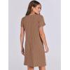 image:imageANRABESS Womens Casual Summer Ribbed Knit Tunic Tshirt Mini Dresses 2026 Trendy Crewneck Short Sleeve Beach Loose Shift DressBrown