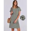 image:imageANRABESS Womens Casual Summer Ribbed Knit Tunic Tshirt Mini Dresses 2026 Trendy Crewneck Short Sleeve Beach Loose Shift DressGray Green
