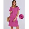 image:imageANRABESS Womens Casual Summer Ribbed Knit Tunic Tshirt Mini Dresses 2026 Trendy Crewneck Short Sleeve Beach Loose Shift DressHot Pink