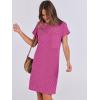 image:imageANRABESS Womens Casual Summer Ribbed Knit Tunic Tshirt Mini Dresses 2026 Trendy Crewneck Short Sleeve Beach Loose Shift DressHot Pink