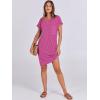image:imageANRABESS Womens Casual Summer Ribbed Knit Tunic Tshirt Mini Dresses 2026 Trendy Crewneck Short Sleeve Beach Loose Shift DressHot Pink
