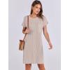 image:imageANRABESS Womens Casual Summer Ribbed Knit Tunic Tshirt Mini Dresses 2026 Trendy Crewneck Short Sleeve Beach Loose Shift DressKhaki