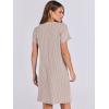 image:imageANRABESS Womens Casual Summer Ribbed Knit Tunic Tshirt Mini Dresses 2026 Trendy Crewneck Short Sleeve Beach Loose Shift DressKhaki