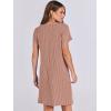 image:imageANRABESS Womens Casual Summer Ribbed Knit Tunic Tshirt Mini Dresses 2026 Trendy Crewneck Short Sleeve Beach Loose Shift DressLight Brown